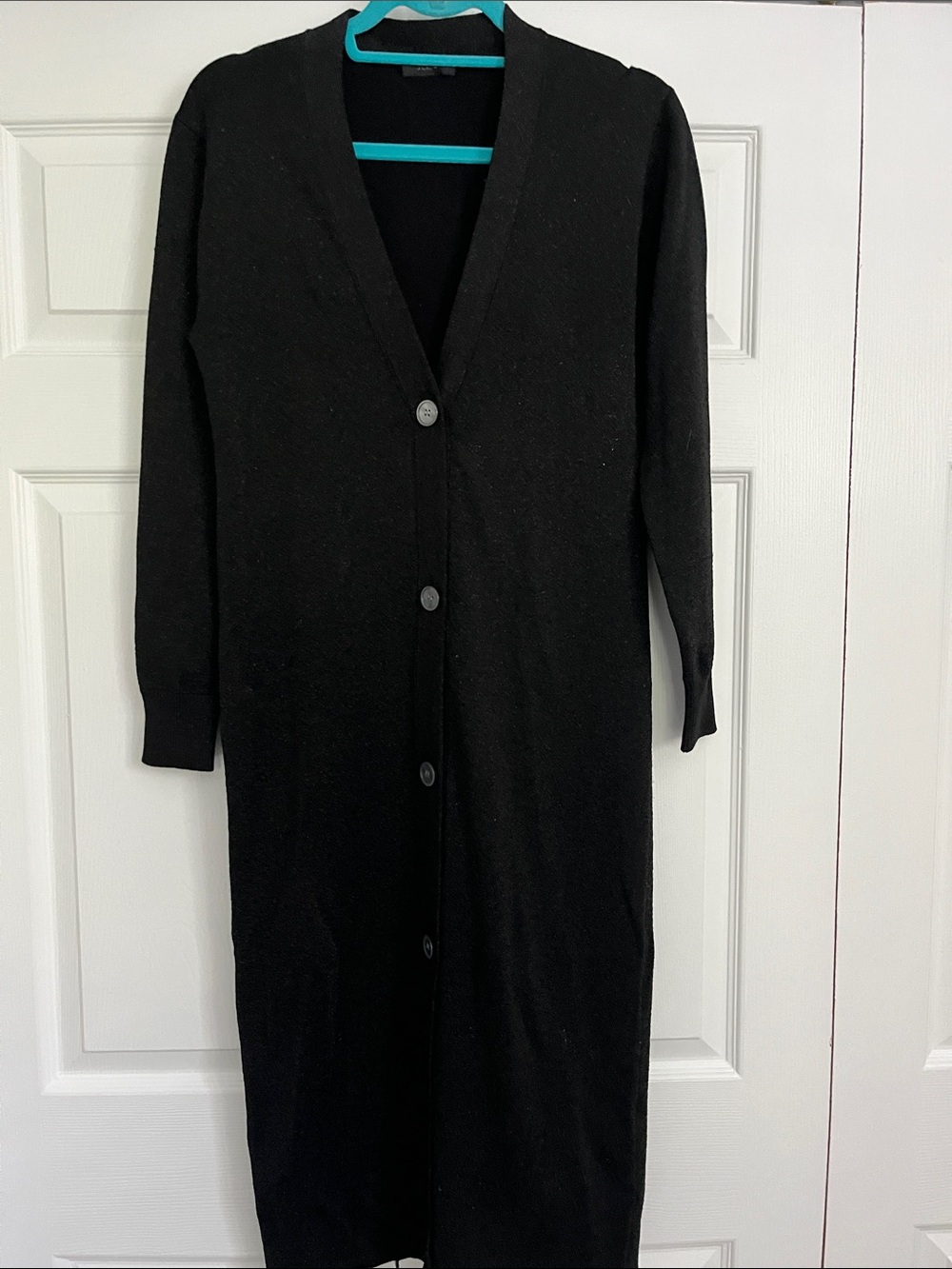 J. Crew Black Long Button-Front Knit Dress